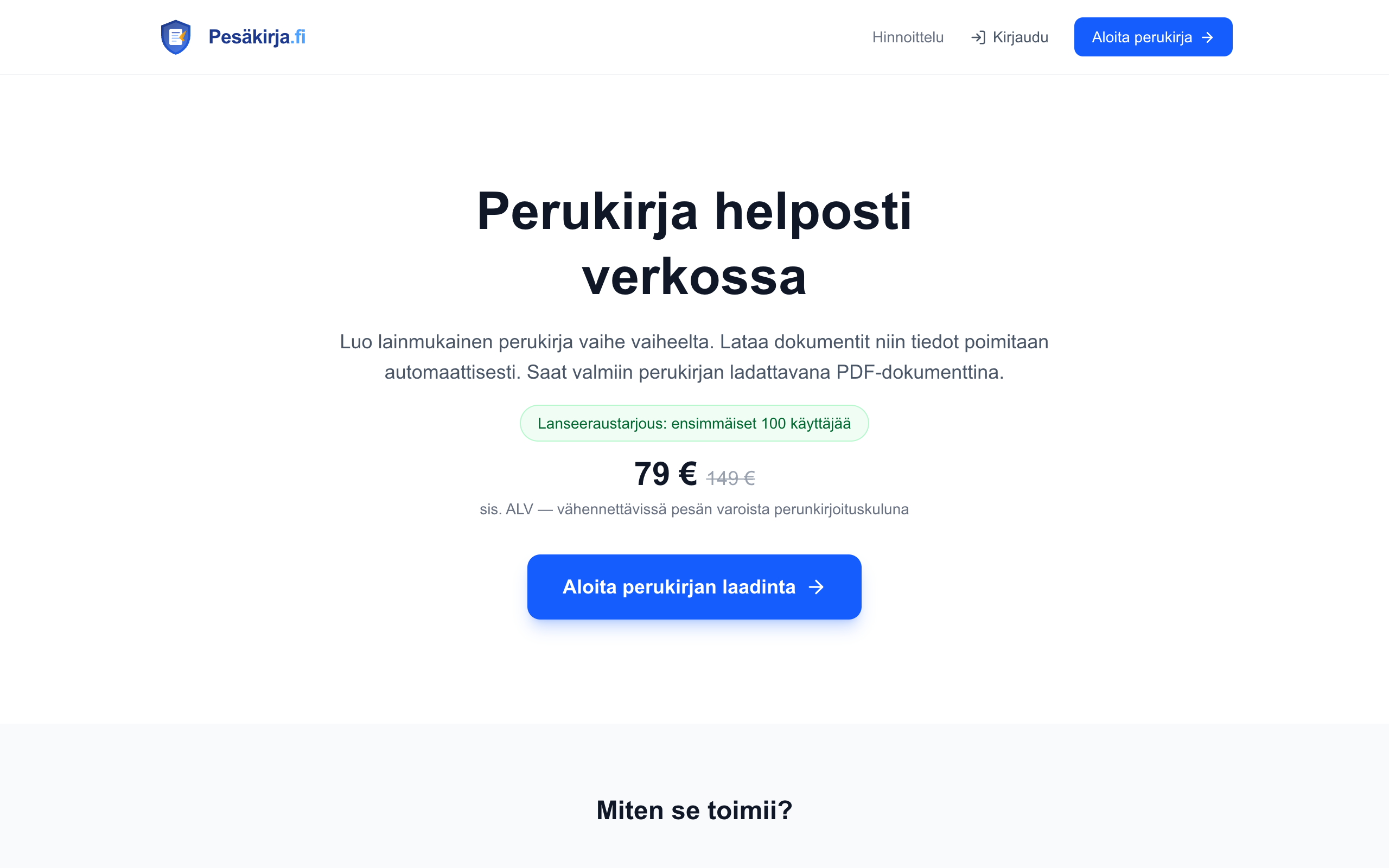 Pesäkirja.fi kuvakaappaus