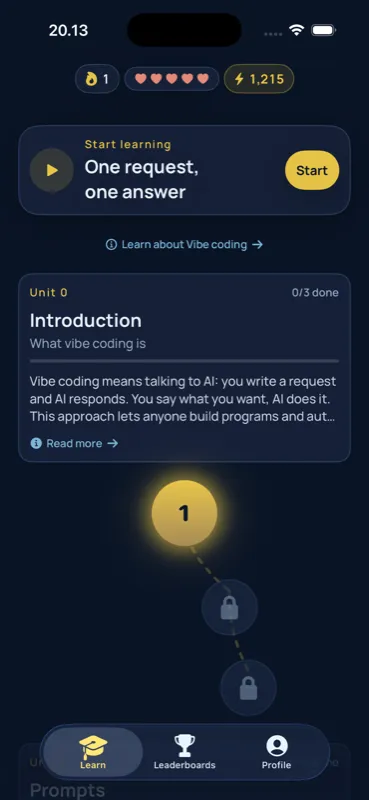 Vibe coding track — One request, one answer, with the Unit 0 introduction